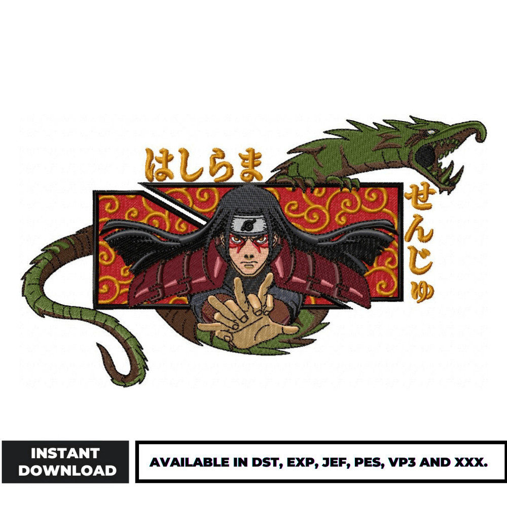 Hashirama Dragon embroidery design