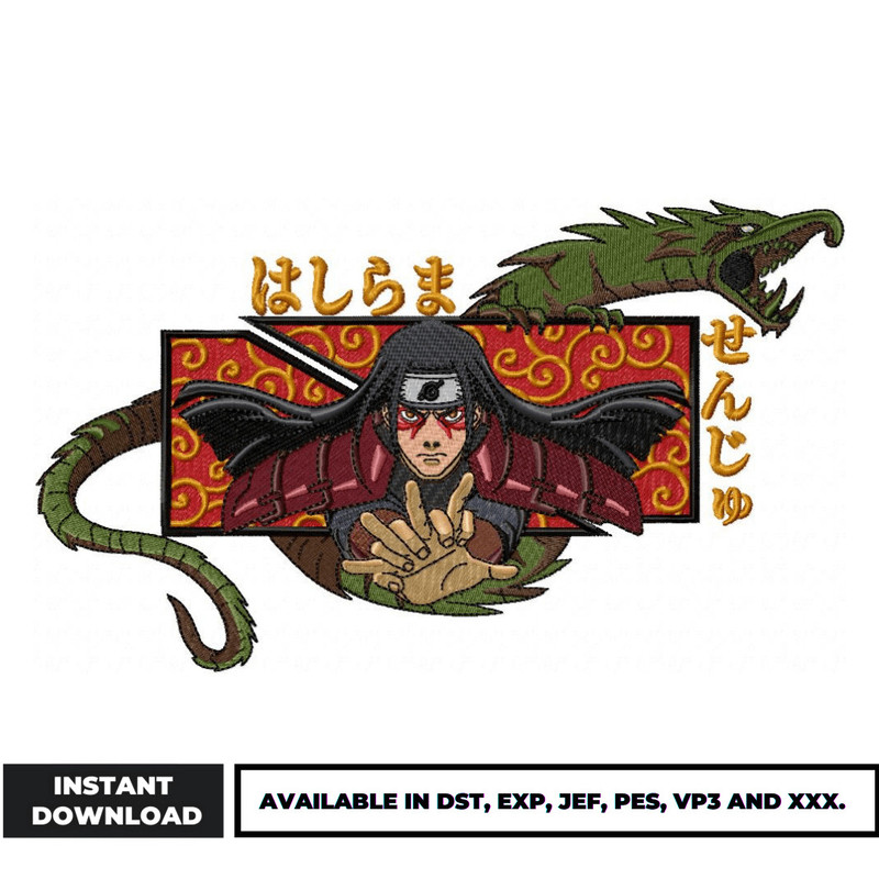 Hashirama Dragon embroidery design
