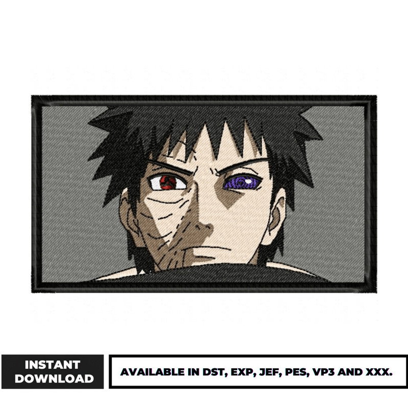 Obito Uchiha face embroidery design