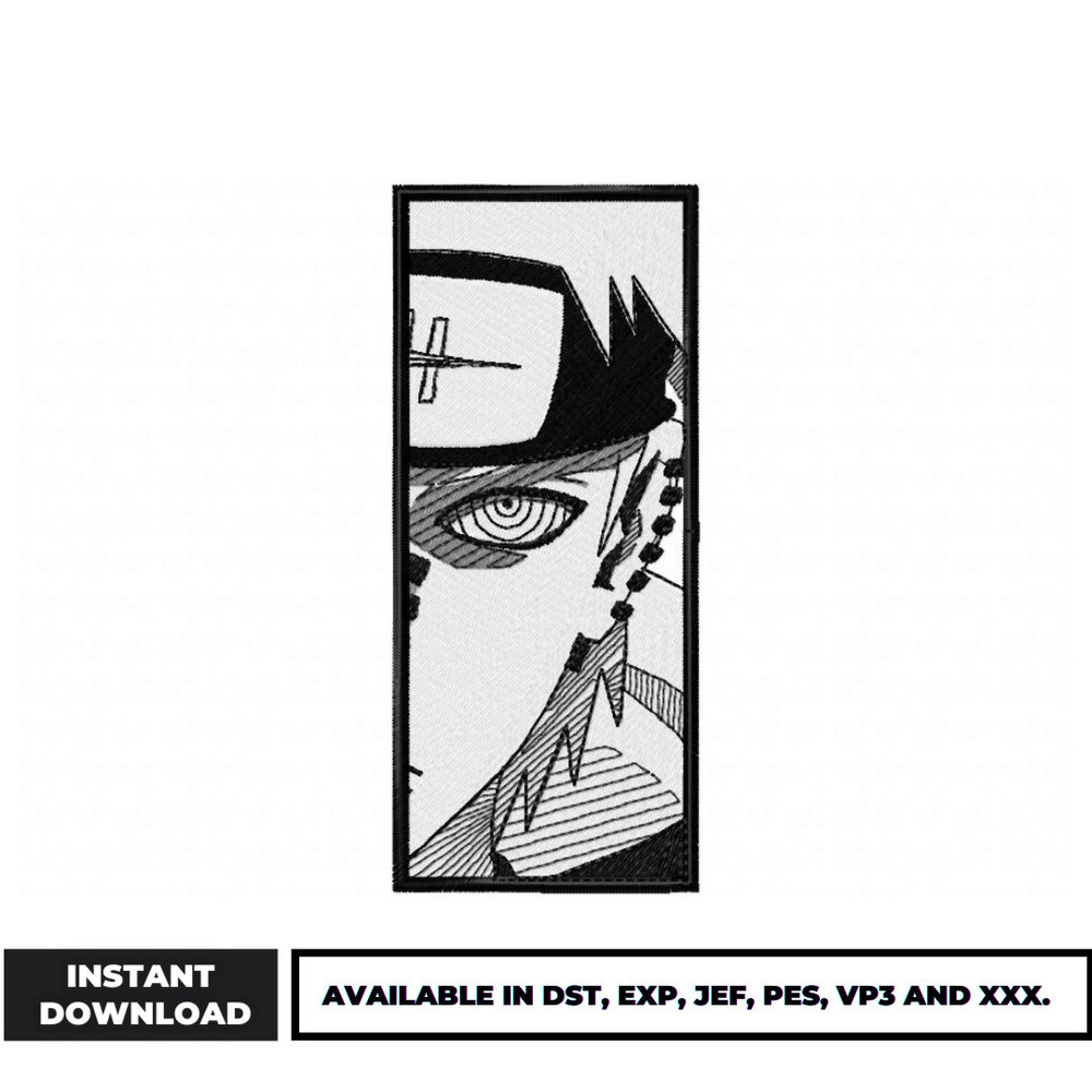 Pain half face anime embroidery design