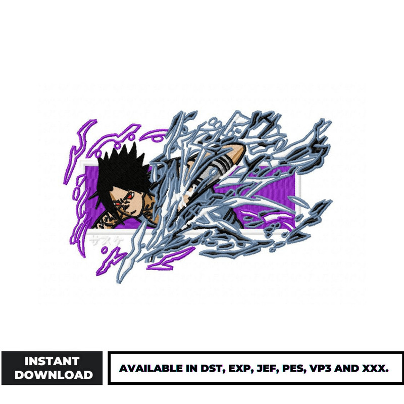 Sasuke chidori embroidery design