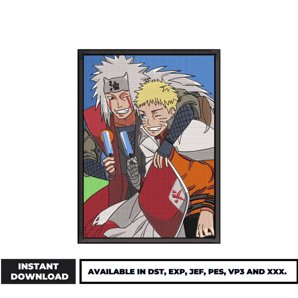 Jiraiya and naruto embroidery design