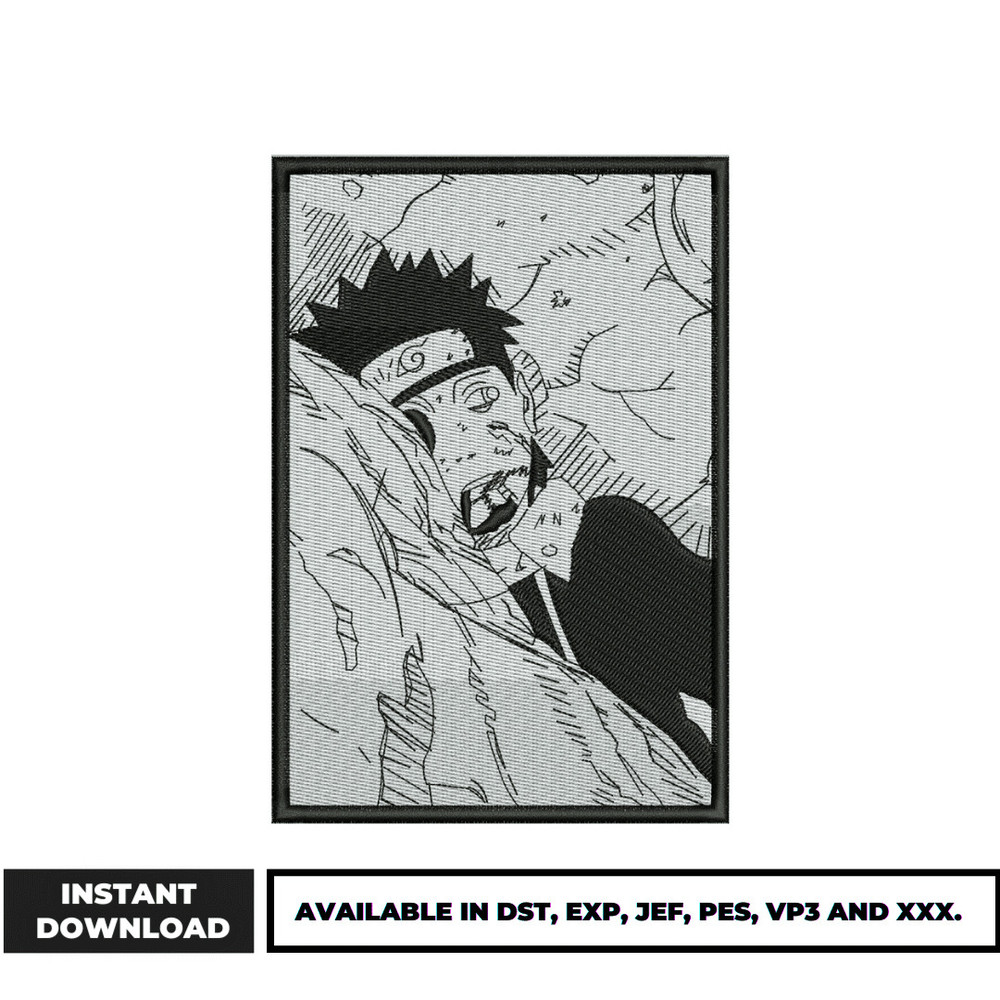 Obito Uchiha hurt embroidery design