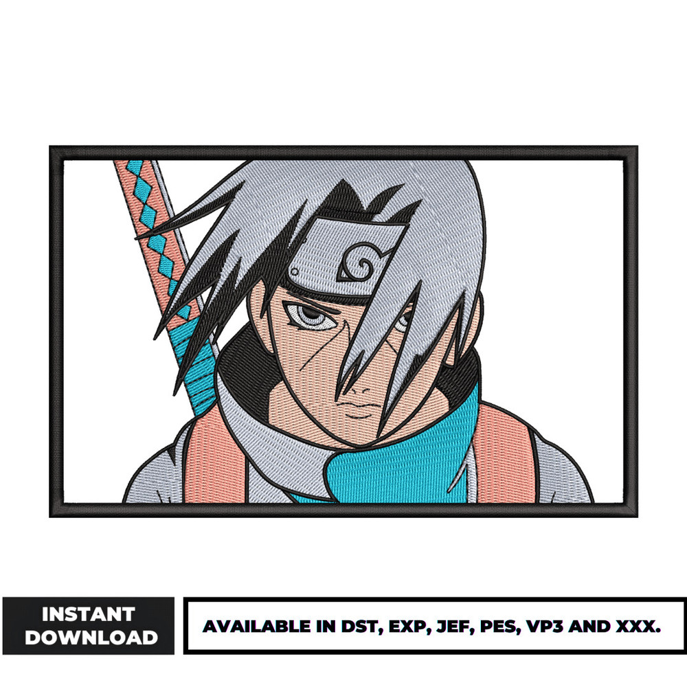 Itachi face embroidery design