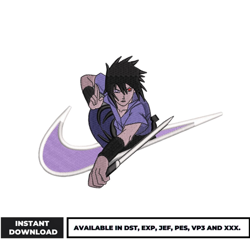 Sasuke Anime nike embroidery design