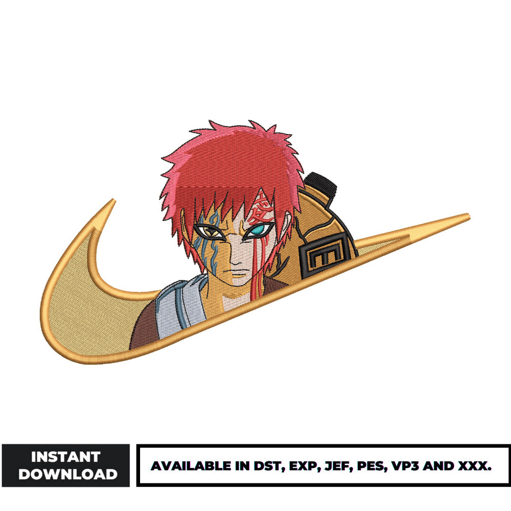 Gaara nike embroidery design