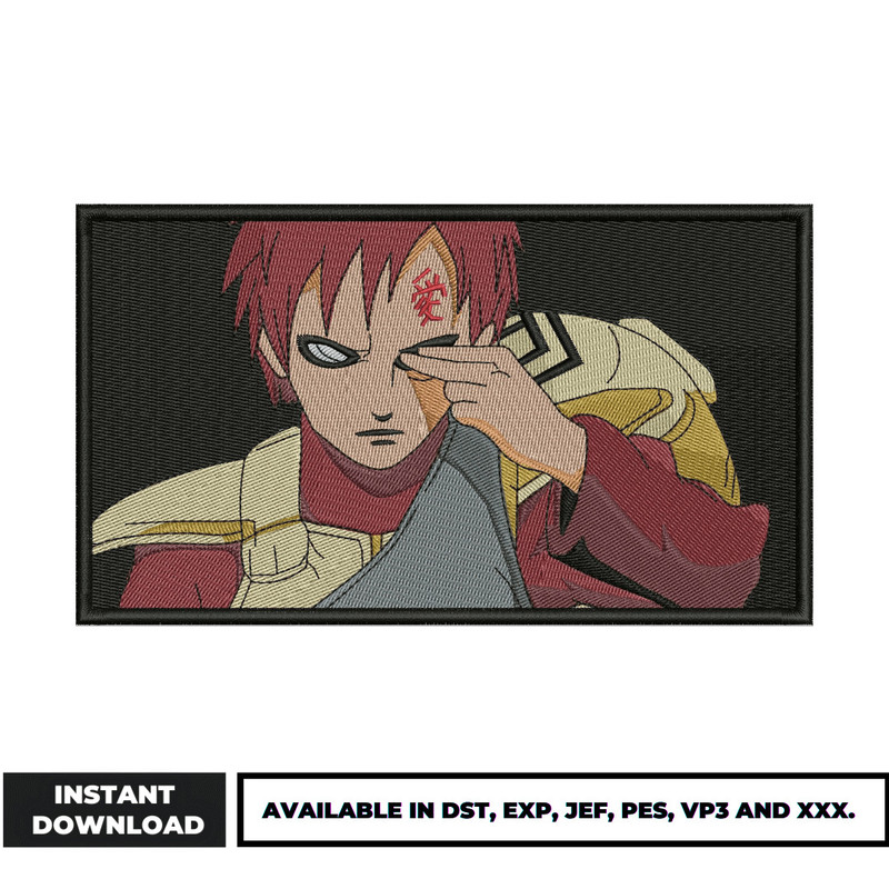 Gaara finger eyes embroidery design