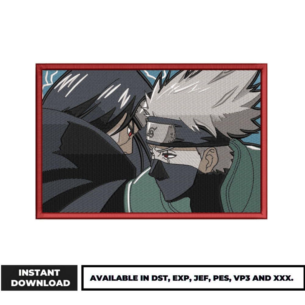 Kakashi vs itachi embroidery design