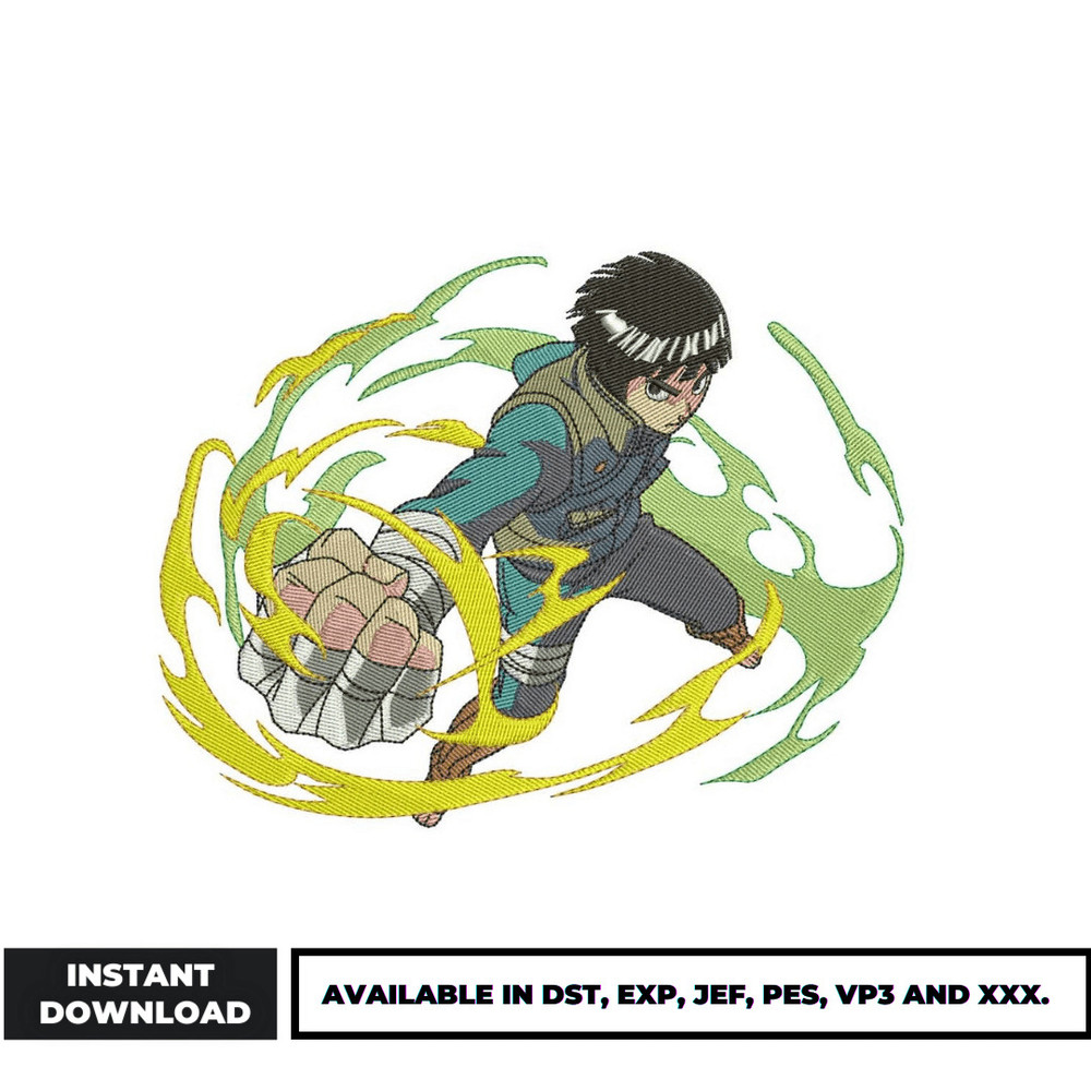 Rock Lee power embroidery design