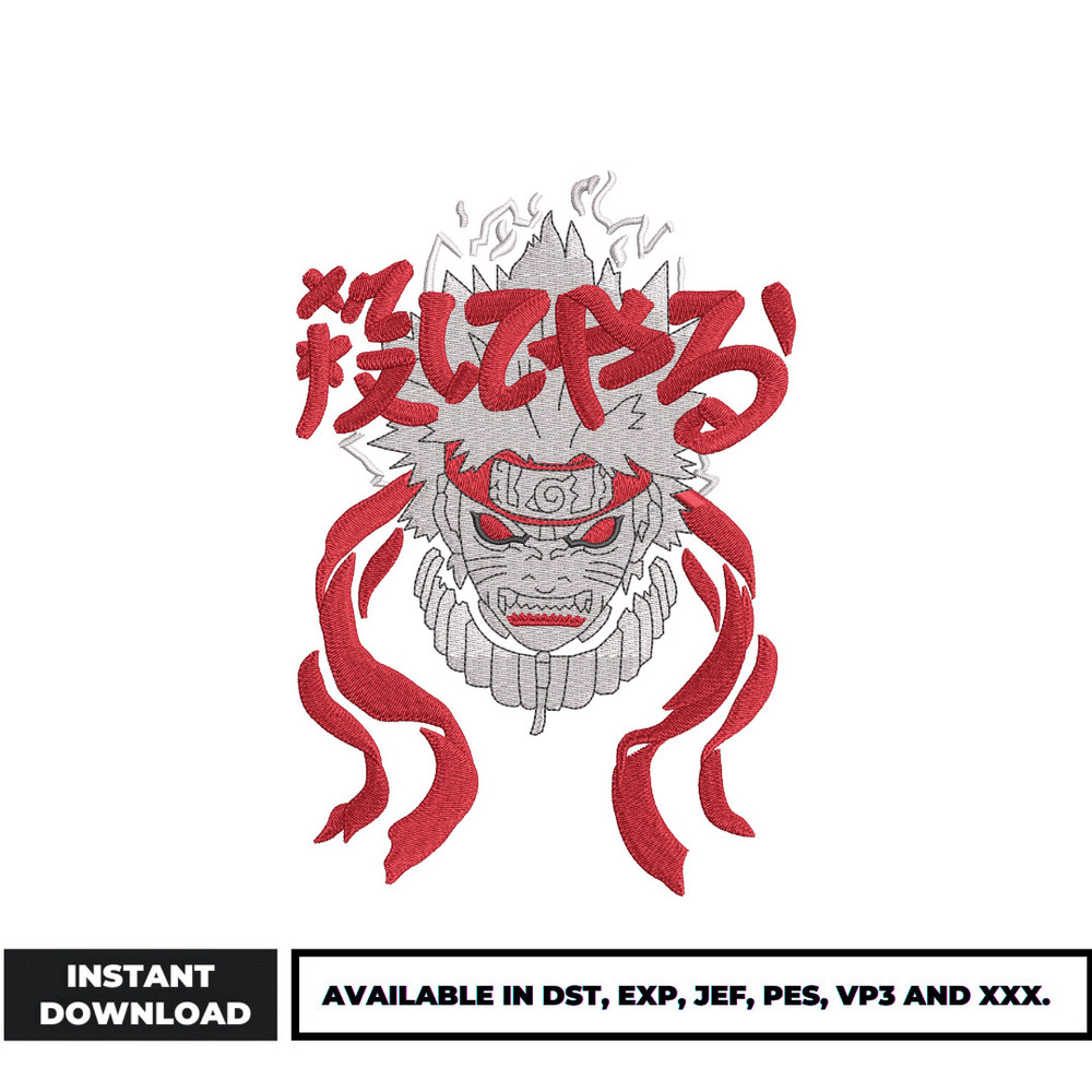 Naruto demon embroidery design