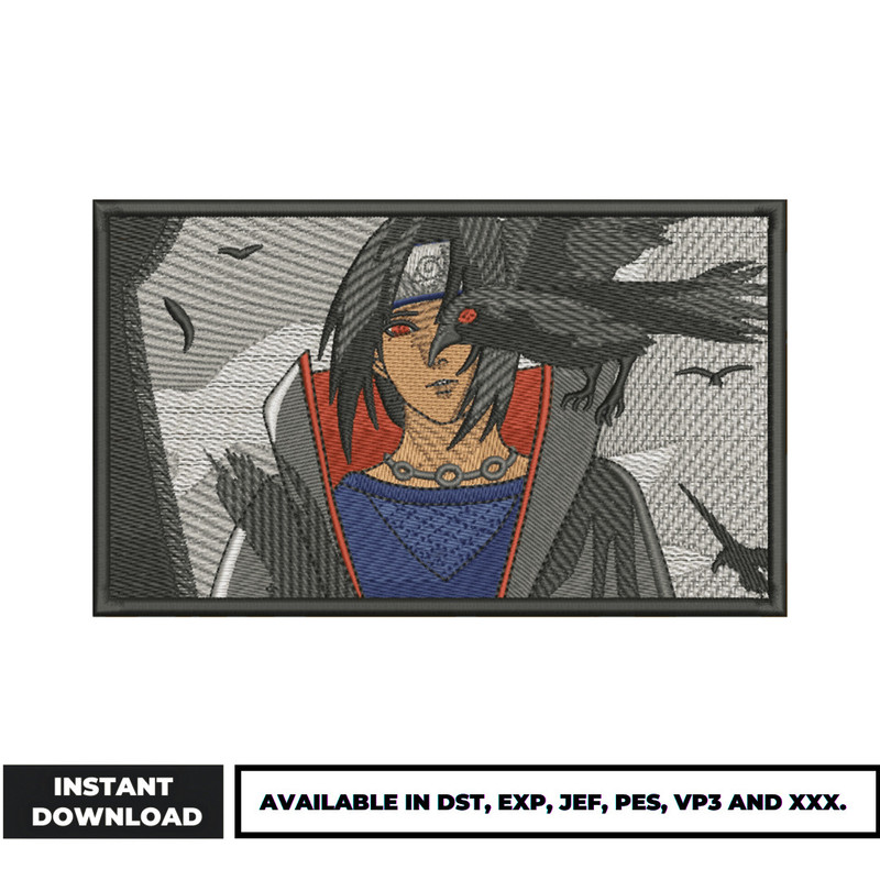 Itachi Uchiha crow embroidery design