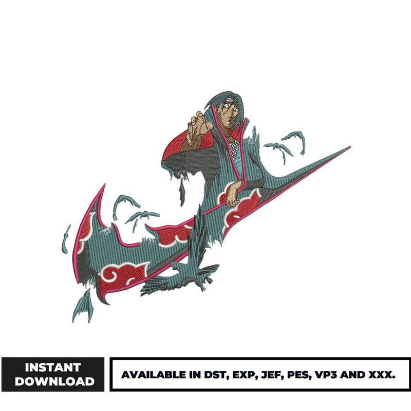 Itachi crow nike embroidery design