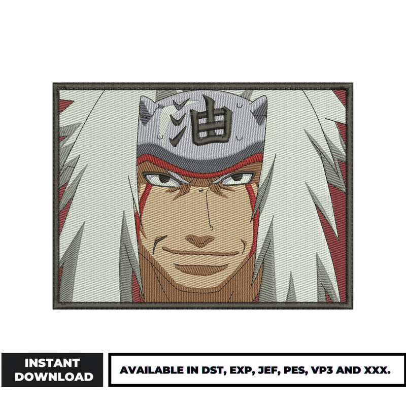 Jiraiya face embroidery design