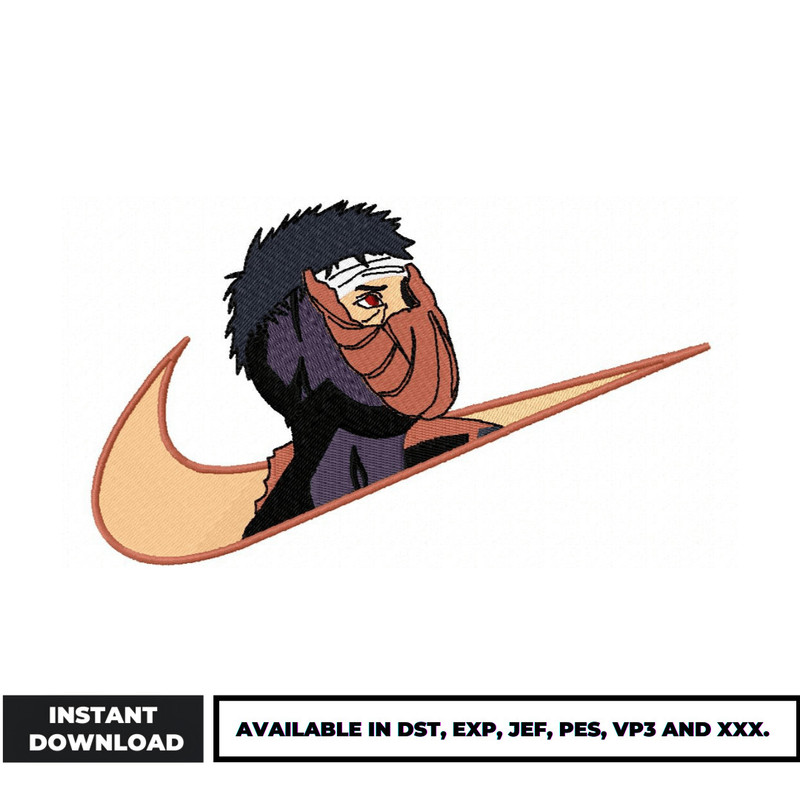 Obito broken mask nike embroidery design