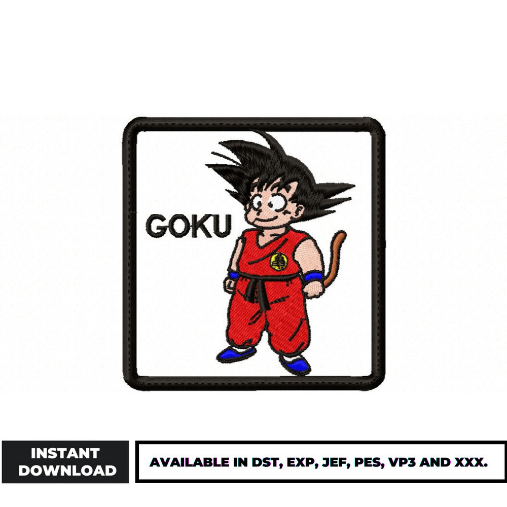 Goku anime embroidery design