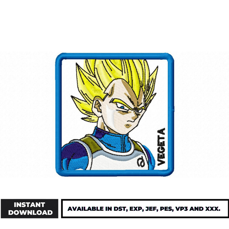 Vegeta super saiyan embroidery design