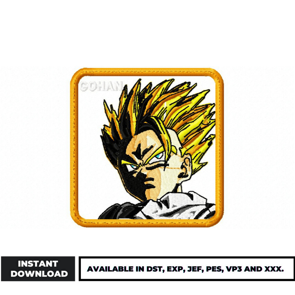 Gohan face embroidery design