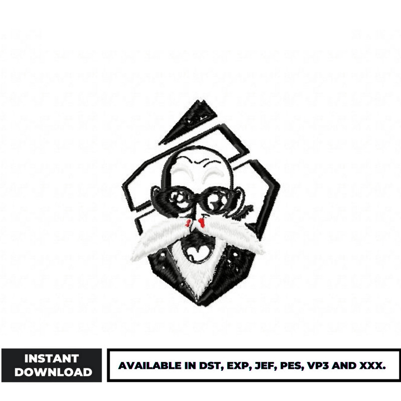 Master Roshi black white embroidery design