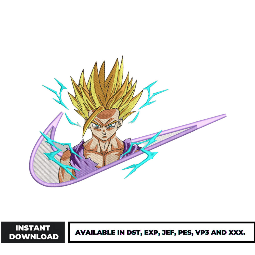 Gohan Super Saiyan nike embroidery design