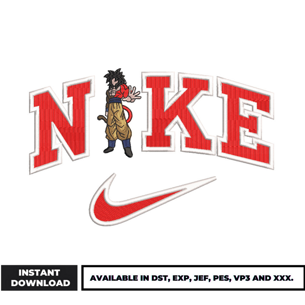 Swoosh Goku Super Saiyan embroidery design