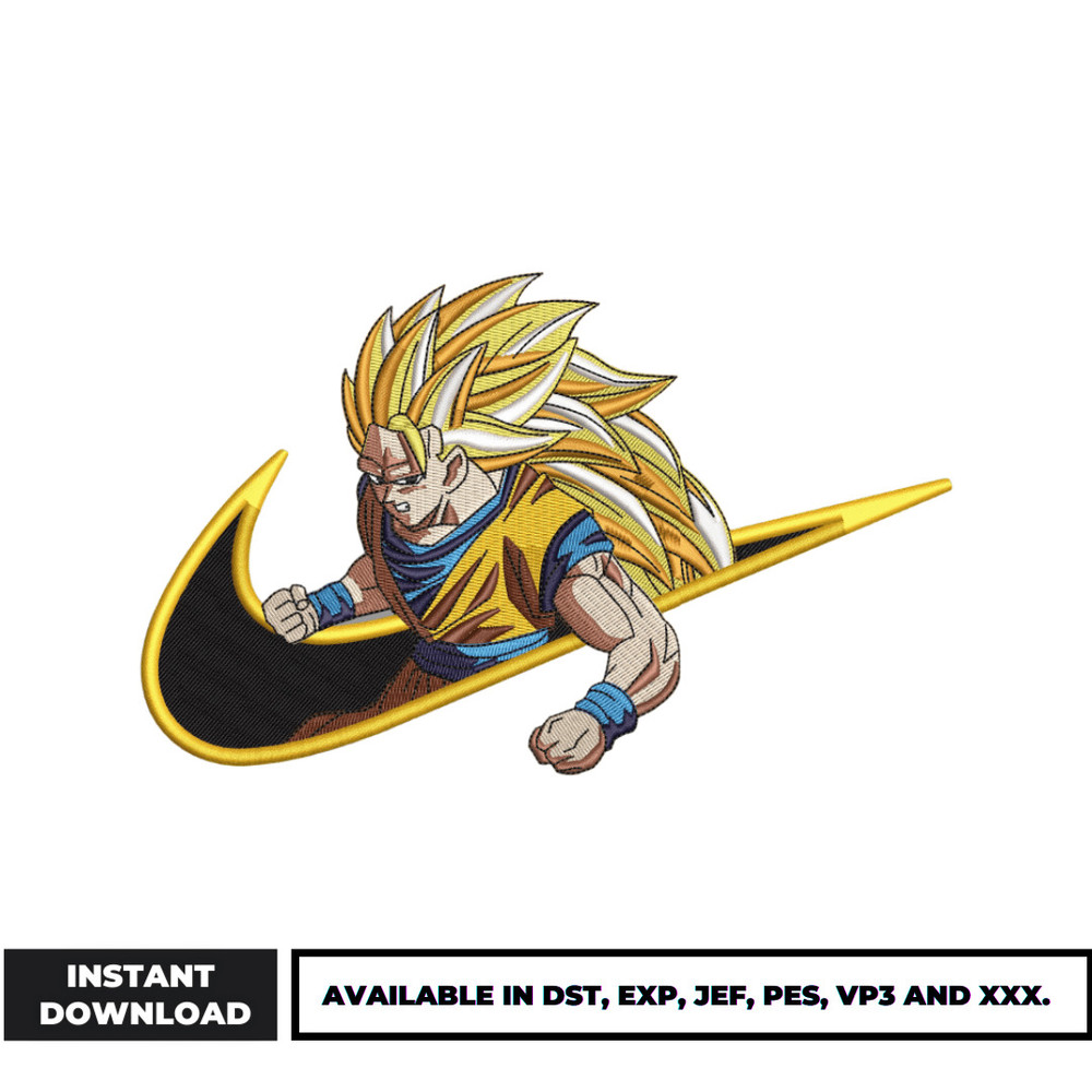 Swoosh Super Saiyan 3 embroidery design