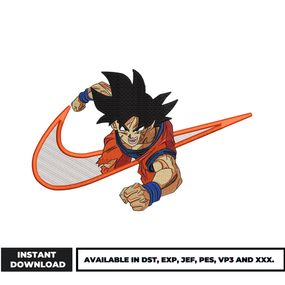 Swoosh Goku embroidery design