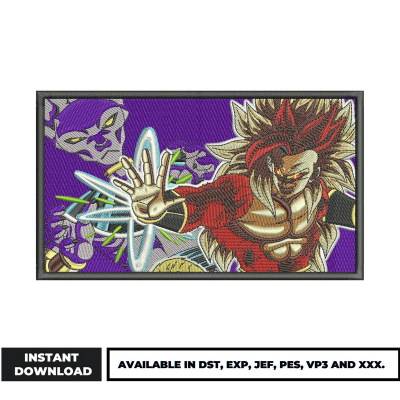 Goku super saiyan god embroidery design