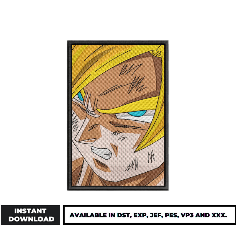 Goku super saiyan face embroidery design