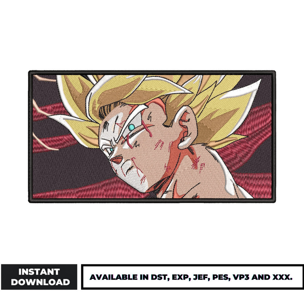 Goku SSJ face embroidery design
