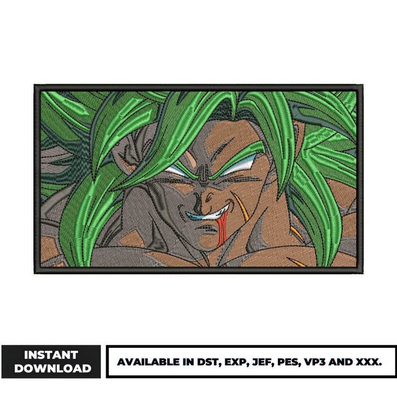 Broly Saiyan face embroidery design