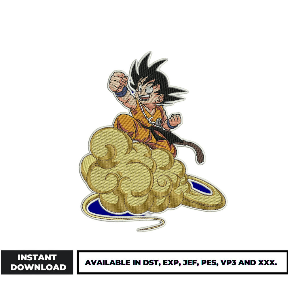 Son goku cloud embroidery design