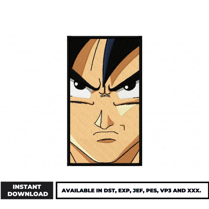 Goku face anime embroidery design