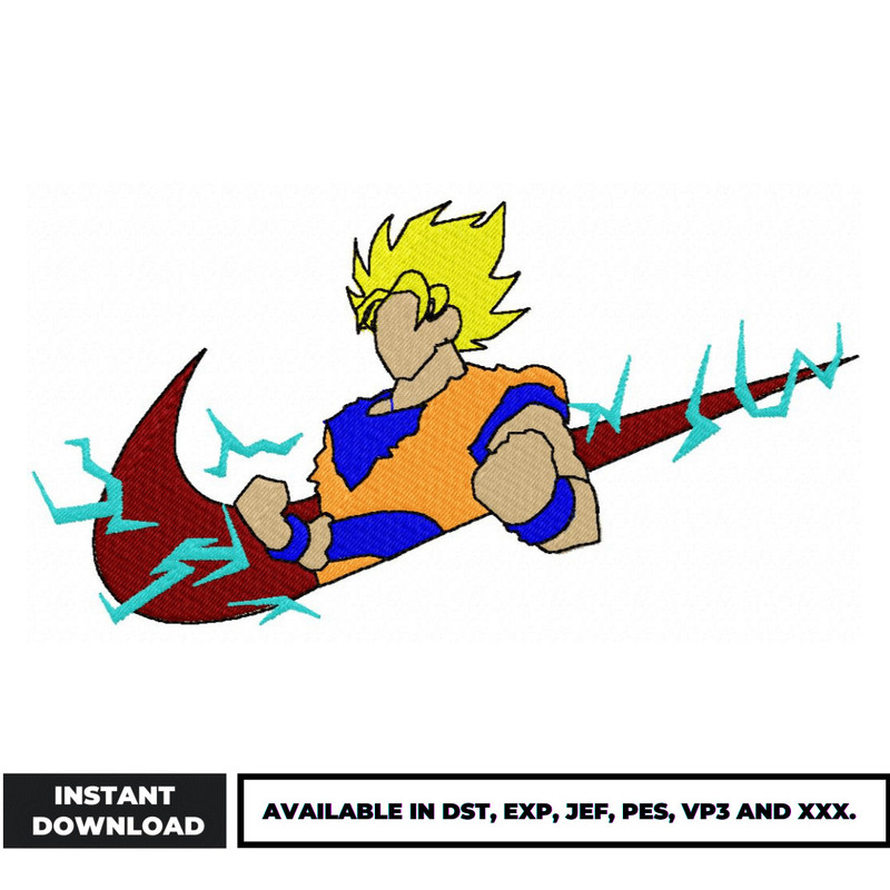 Goku Swoosh embroidery design