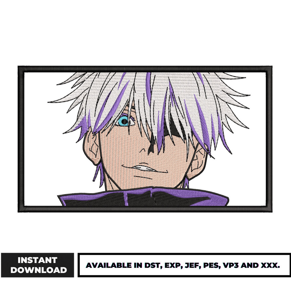 Satoru Gojo face embroidery design