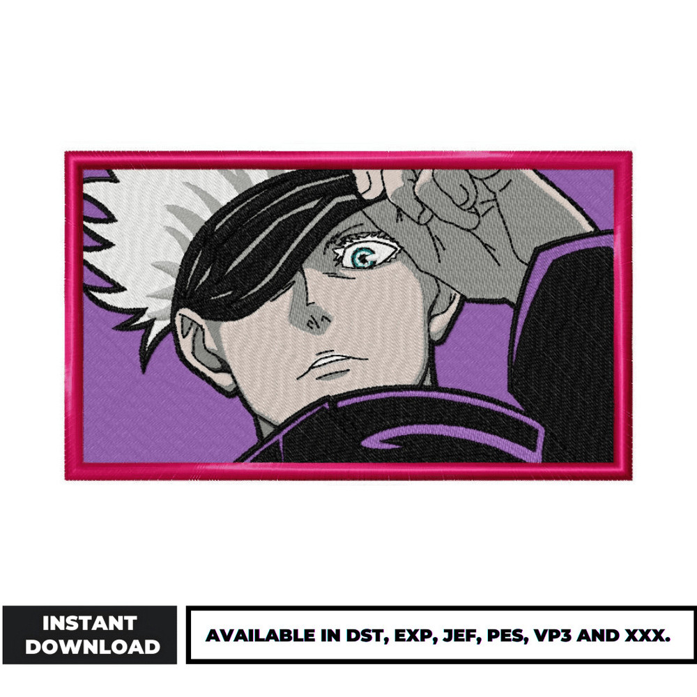 Gojo satoru face embroidery design