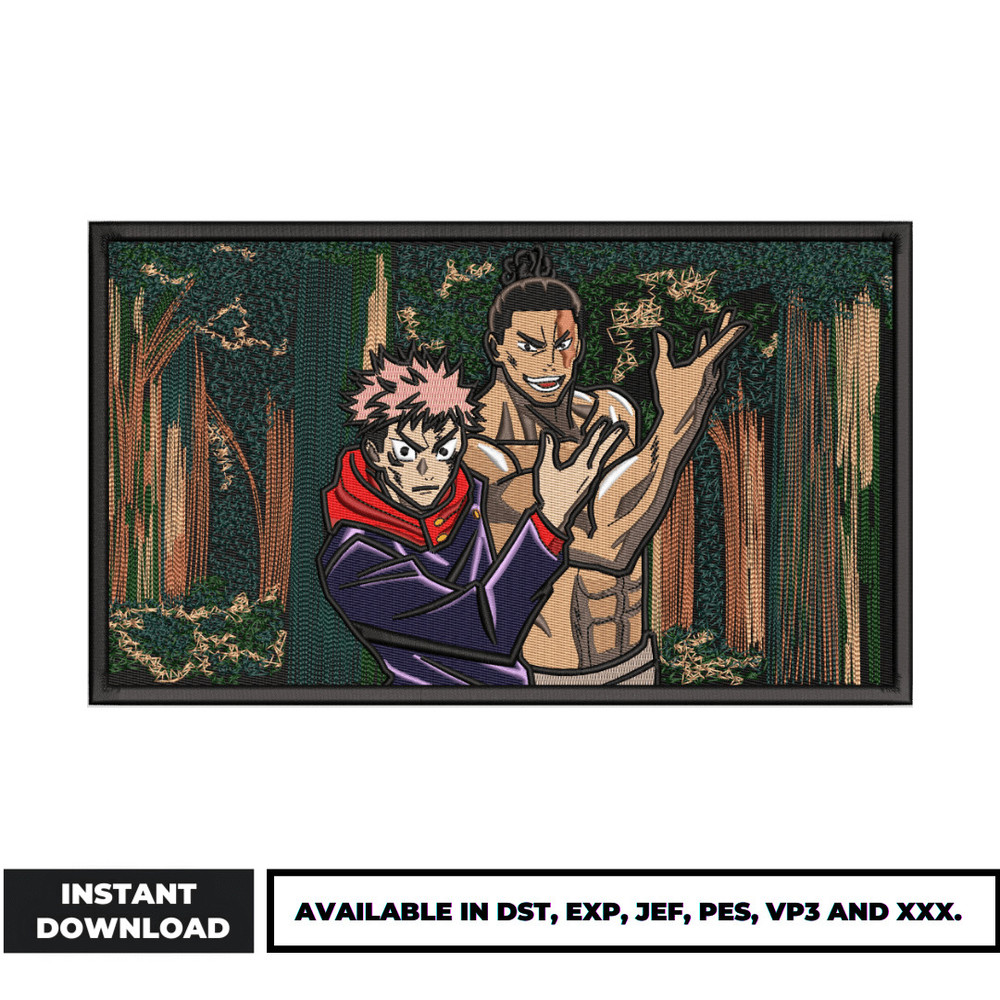 Itadori and Todo embroidery design