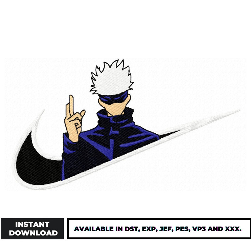 Gojo finger Swoosh embroidery design