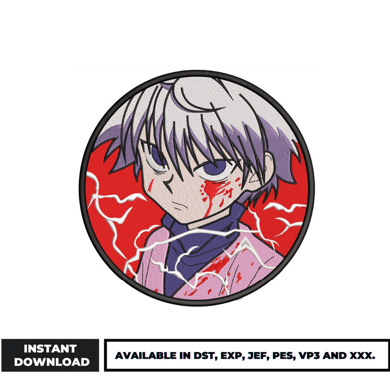 Killua Zoldyck blood embroidery design