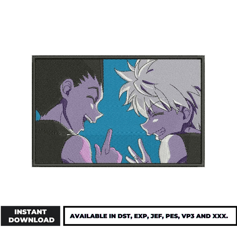 Gon and killua embroidery design