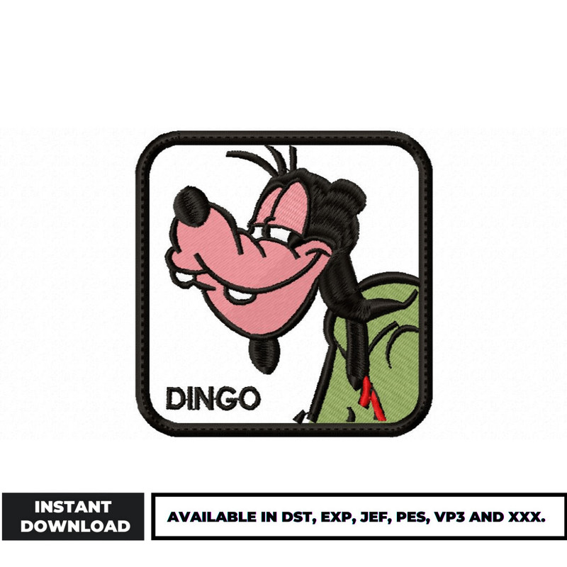 Goofy dog face embroidery design