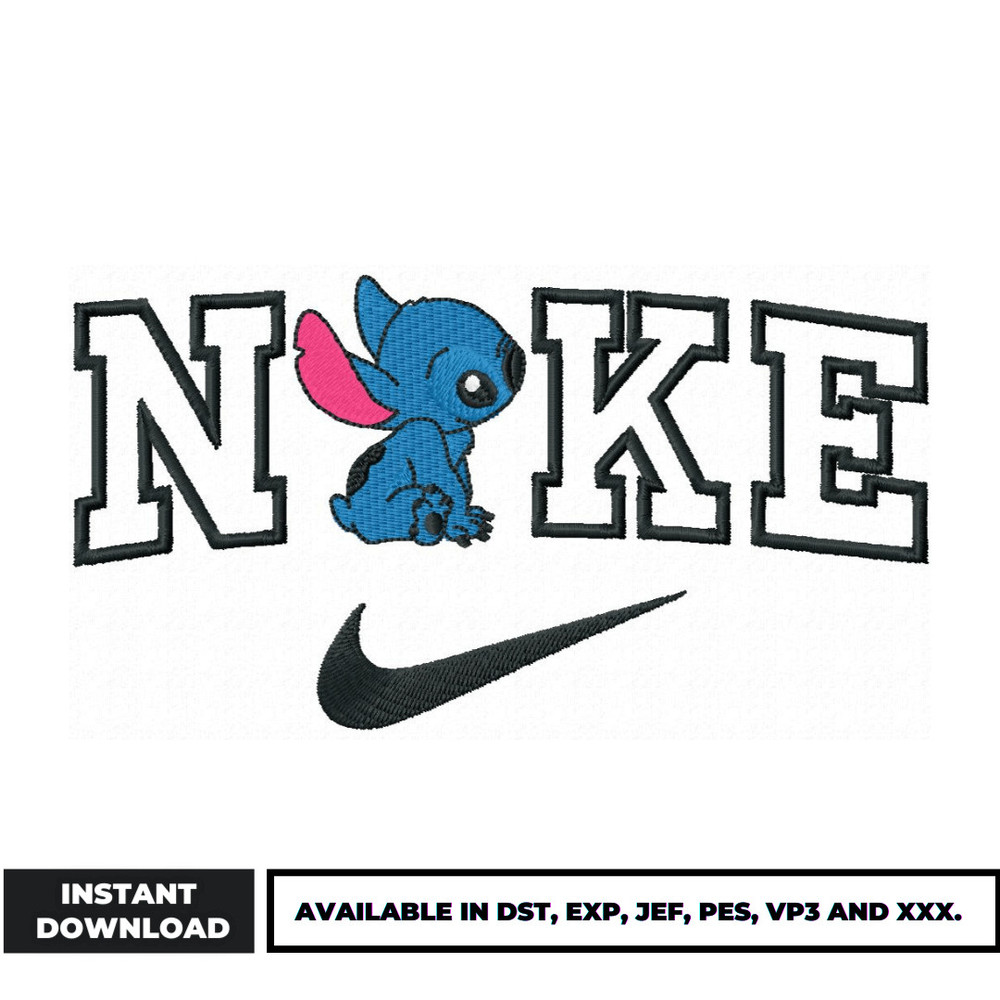 Stitch logo nike embroidery design