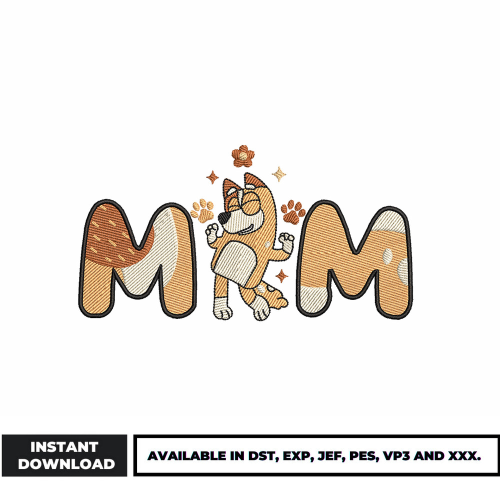 Chilli Heeler Mom embroidery design