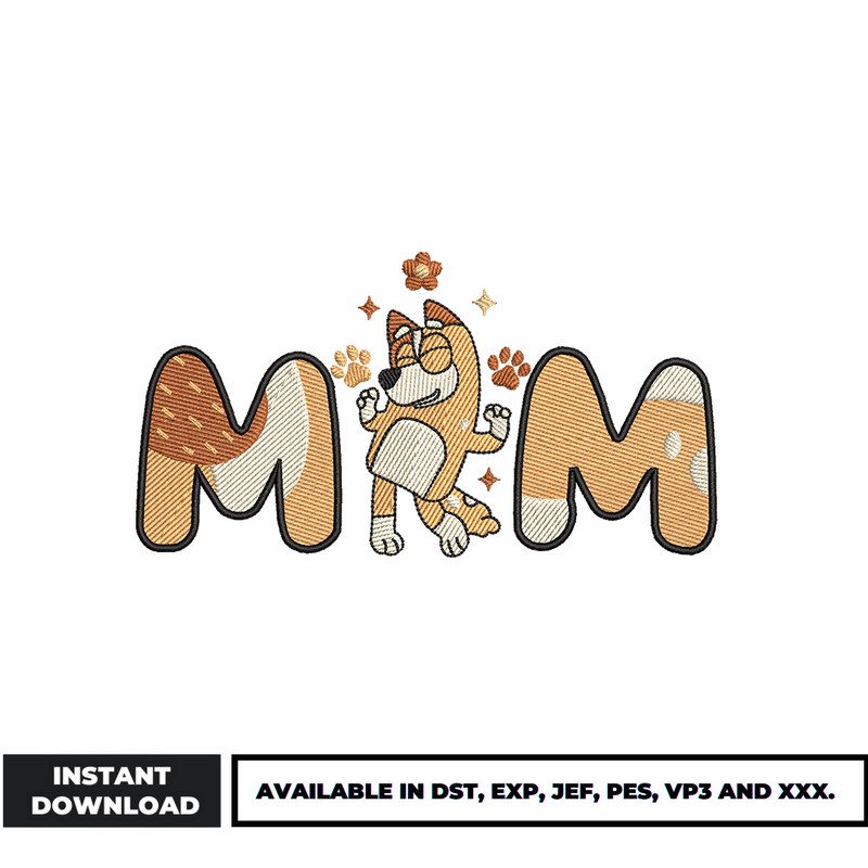 Chilli Heeler Mom embroidery design