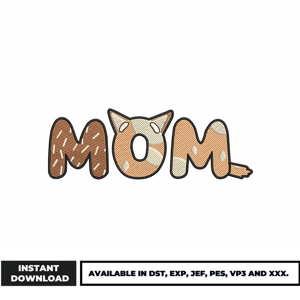 Mom Chilli Heeler embroidery design