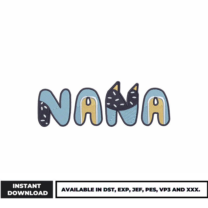 Bluey dog Nana embroidery design