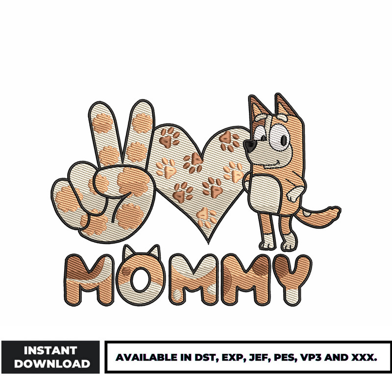 Chili heeler Mommy embroidery design