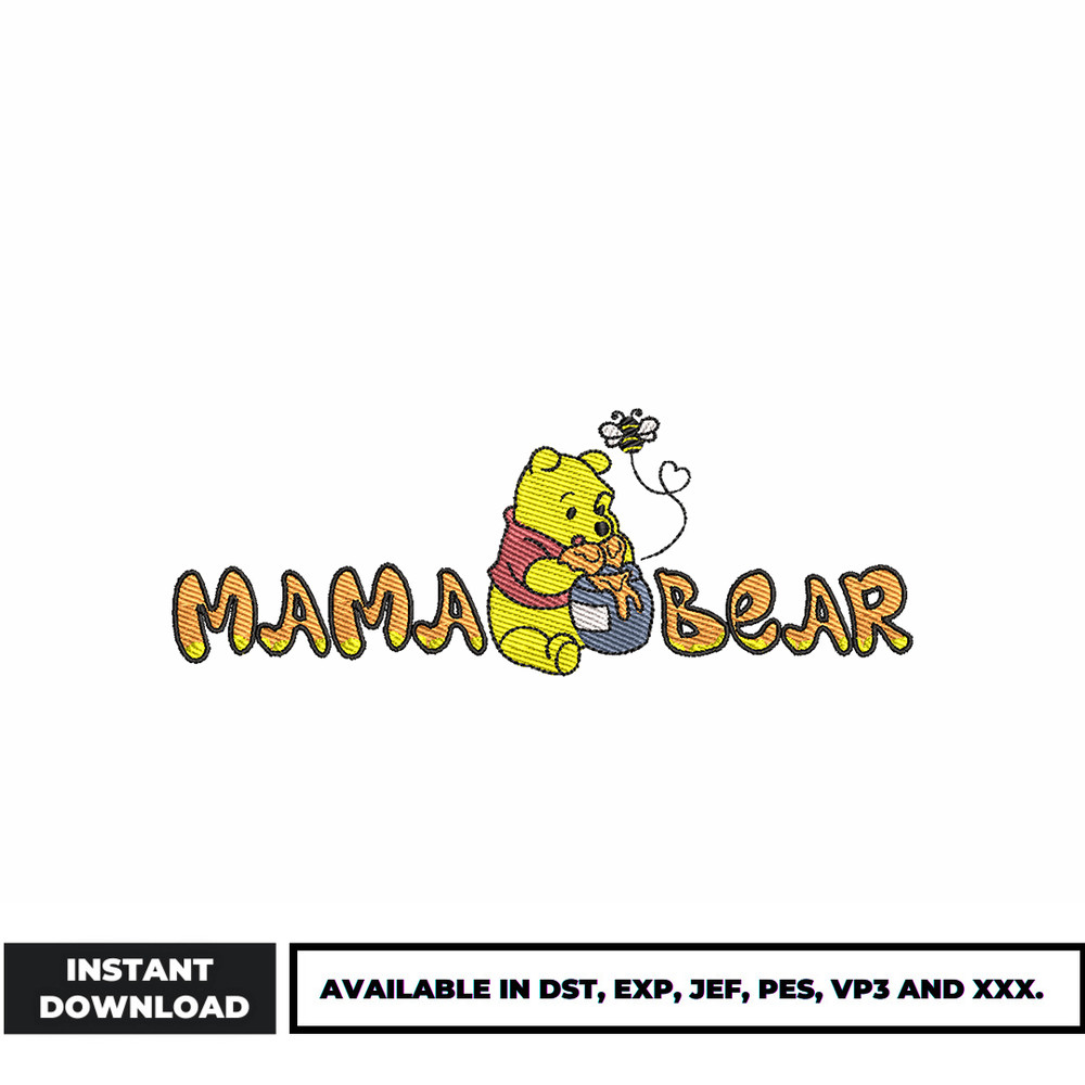 Mama bear embroidery design