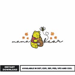 mama bear pooh embroidery design, winnie the pooh embroidery, cartoon embroidery, embroidery file, digital download.