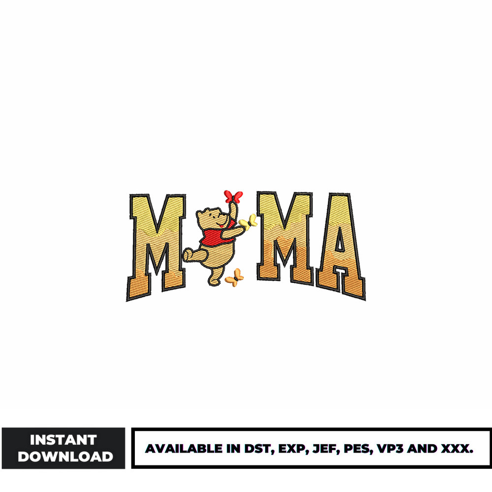 Mama winnie the pooh embroidery design