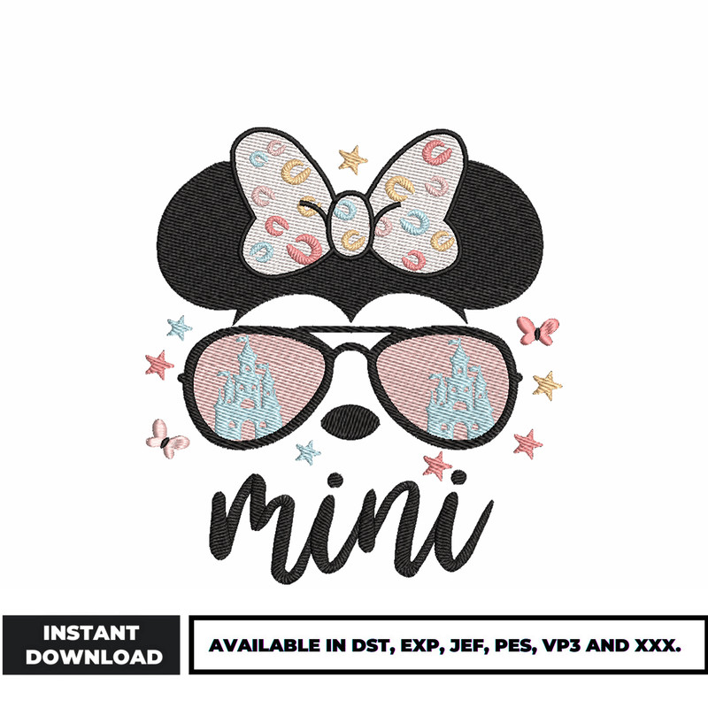 Minnie face mini embroidery design
